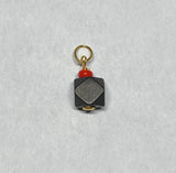 14 Karat Yellow Gold Genuine Azabache Jet & Coral Charm (6mm or 9mm Size)