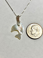 Sterling Silver & Genuine Mother-of-Pearl Dolphin Pendant with 18" Box Chain