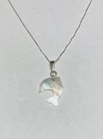 Sterling Silver & Genuine Mother-of-Pearl Dolphin Pendant with 18" Box Chain