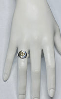 Sterling Silver & 14K Fleur-De-Lis Emblem Ladies Signet Ring