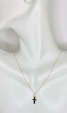 10 Karat Yellow Gold Small Plain Cross Charm with Loose Rope Chain