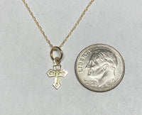 10 Karat Yellow Gold Small Cross Charm with Loose Rope Chain