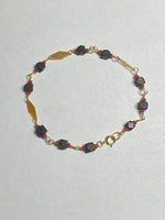 10 Karat Yellow Gold Genuine 4mm Azabache Jet & Coral Bracelet