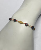 10 Karat Yellow Gold Genuine 4mm Azabache Jet & Coral Bracelet