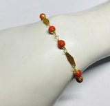 10 Karat Yellow Gold 5mm Simulated Coral 6 1/4" Children's Bracelet