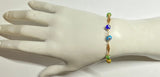 10 Karat Yellow Gold 6mm Multicolor Turkish Lucky Eye Beads 6 1/2" Children's Bracelet