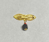 14Kt Yellow Gold Genuine 4mm Azabache Jet/Coral Saint Lucy "Santa Lucia" Eyes Brooch/Pin