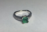 Vintage 1980's Wright & Lato 14 Karat White Gold Genuine Princess-cut Emerald Ladies Solitaire Ring