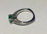 Vintage 1980's Wright & Lato 14 Karat White Gold Genuine Princess-cut Emerald Ladies Solitaire Ring