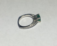 Vintage 1980's Wright & Lato 14 Karat White Gold Genuine Princess-cut Emerald Ladies Solitaire Ring