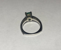 Vintage 1980's Wright & Lato 14 Karat White Gold Genuine Princess-cut Emerald Ladies Solitaire Ring