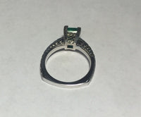 Vintage 1980's Wright & Lato 14 Karat White Gold Genuine Princess-cut Emerald Ladies Solitaire Ring