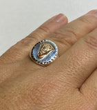 Sterling Silver and 14 Karat Yellow Gold Our Lady of Charity "Caridad del Cobre" Man's Signet Ring