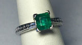 Vintage 1980's Wright & Lato 14 Karat White Gold Genuine Princess-cut Emerald Ladies Solitaire Ring