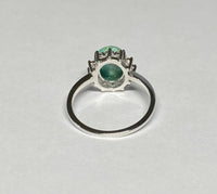 Vintage NOS 1970's Silver 9 x 7mm Oval Turquoise & Genuine Diamond Ladies Ring