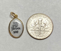 Vintage NOS 10K Enameled Our Lady of Fatima "Nuestra Sra de Fatima" 13mm x 10mm Oval Medal