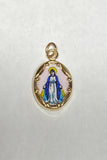 Vintage NOS 10K Yellow Gold Enameled Miraculous "Milagrosa" 13mm x 10mm Oval Medal