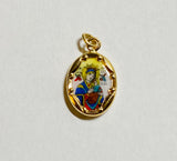 Vintage NOS 10K Yellow Gold Enameled Our Lady of Perpetual Help "Virgen del Perpetuo Socorro" 13mm x 10mm Oval Medal