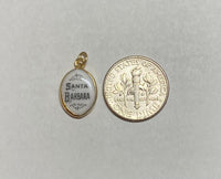 Vintage NOS 10K Yellow Gold Enameled Saint Barbara 13mm x 10mm Oval Medal