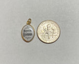 Vintage NOS 10K Yellow Gold Enameled Saint Barbara 13mm x 10mm Oval Medal