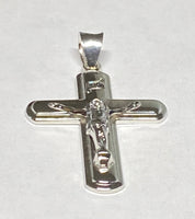 Sterling Silver Rhodium Crucifix Pendant