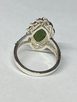 Vintage NOS 1970's Sterling Silver & Genuine Marquise Nephrite Jade Ladies Ring