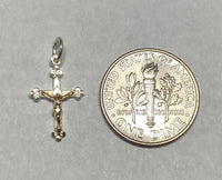 Sterling Silver and 14 Karat Yellow Gold Small Crucifix Pendant (Available with or without Chain)