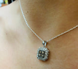 Vintage NOS 1980's Sterling Silver Genuine 0.52 Carat TW White & Champagne Diamond Pendant w/Chain