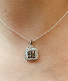 Vintage NOS 1980's Sterling Silver Genuine 0.52 Carat TW White & Champagne Diamond Pendant w/Chain