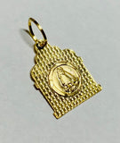 14K Yellow Gold Our Lady of Charity "Caridad del Cobre Capilla" Chapel Style Medal