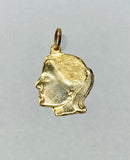 14 Karat Yellow Gold Girl with Ponytail Large Head Charm