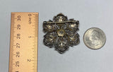 Vintage Antique Art Deco 1920's Sterling Silver 935 and Rhinestones Big Pin Brooch