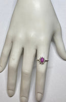 Vintage NOS 1970s Sterling Silver Ruby Star Sapphire/Diamond Ladies Ring