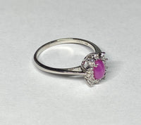 Vintage NOS 1970s Sterling Silver Ruby Star Sapphire/Diamond Ladies Ring