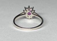 Vintage NOS 1970s Sterling Silver Ruby Star Sapphire/Diamond Ladies Ring