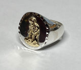 Sterling Silver and 14 Karat Yellow Gold Saint Lazarus "San Lazaro" Man's Signet Ring