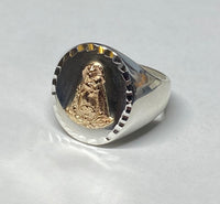 Sterling Silver and 14 Karat Yellow Gold Our Lady of Charity "Caridad del Cobre" Man's Signet Ring