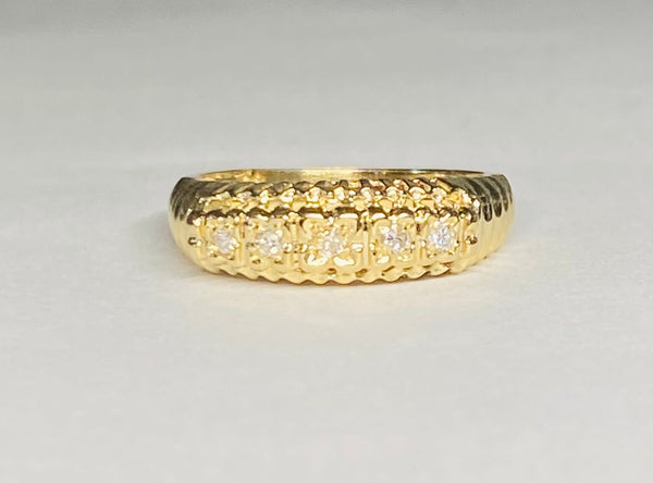 Vintage NOS 1960's 14 Karat Yellow Gold and 1/10ct Genuine Diamond Ladies Wedding Band