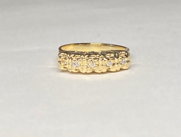 Vintage NOS 1960's 14 Karat Yellow Gold and 1/10ct Genuine Diamond Ladies Wedding Band