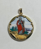 Vintage NOS 1970's 10K Enameled Saint Jude "San Judas Tadeo" 23.7mm Round Medal