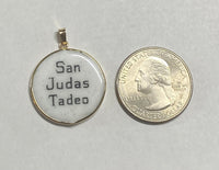 Vintage NOS 1970's 10K Enameled Saint Jude "San Judas Tadeo" 23.7mm Round Medal