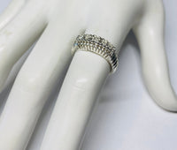 Vintage NOS 1960's Sterling Silver and Genuine Single-cut Diamonds Ladies Wedding Band