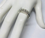 Vintage NOS 1960's Sterling Silver and Genuine Single-cut Diamonds Ladies Wedding Band