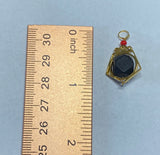 Vintage NOS 1960's 14K Genuine Azabache Jet 9mm Bead Pentagon Shape Spinner Pendant