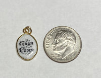 Vintage NOS 10K Yellow Gold Enameled Ecce Homo "Grand Poder de Jesus" 13mm x 10mm Oval Medal