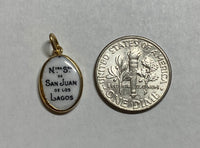 Vintage NOS 10K Enameled Our Lady of San Juan de los Lagos 13mm x 10mm Oval Medal