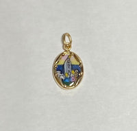 Vintage NOS 10K Enameled Our Lady of Fatima "Nuestra Sra de Fatima" 13mm x 10mm Oval Medal