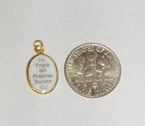 Vintage NOS 10K Yellow Gold Enameled Our Lady of Perpetual Help "Virgen del Perpetuo Socorro" 13mm x 10mm Oval Medal