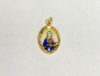 Vintage NOS 10K Yellow Gold Enameled Saint Lucy "Santa Lucia" 13mm x 10mm Oval Medal