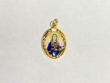 Vintage NOS 10K Yellow Gold Enameled Saint Lucy "Santa Lucia" 13mm x 10mm Oval Medal